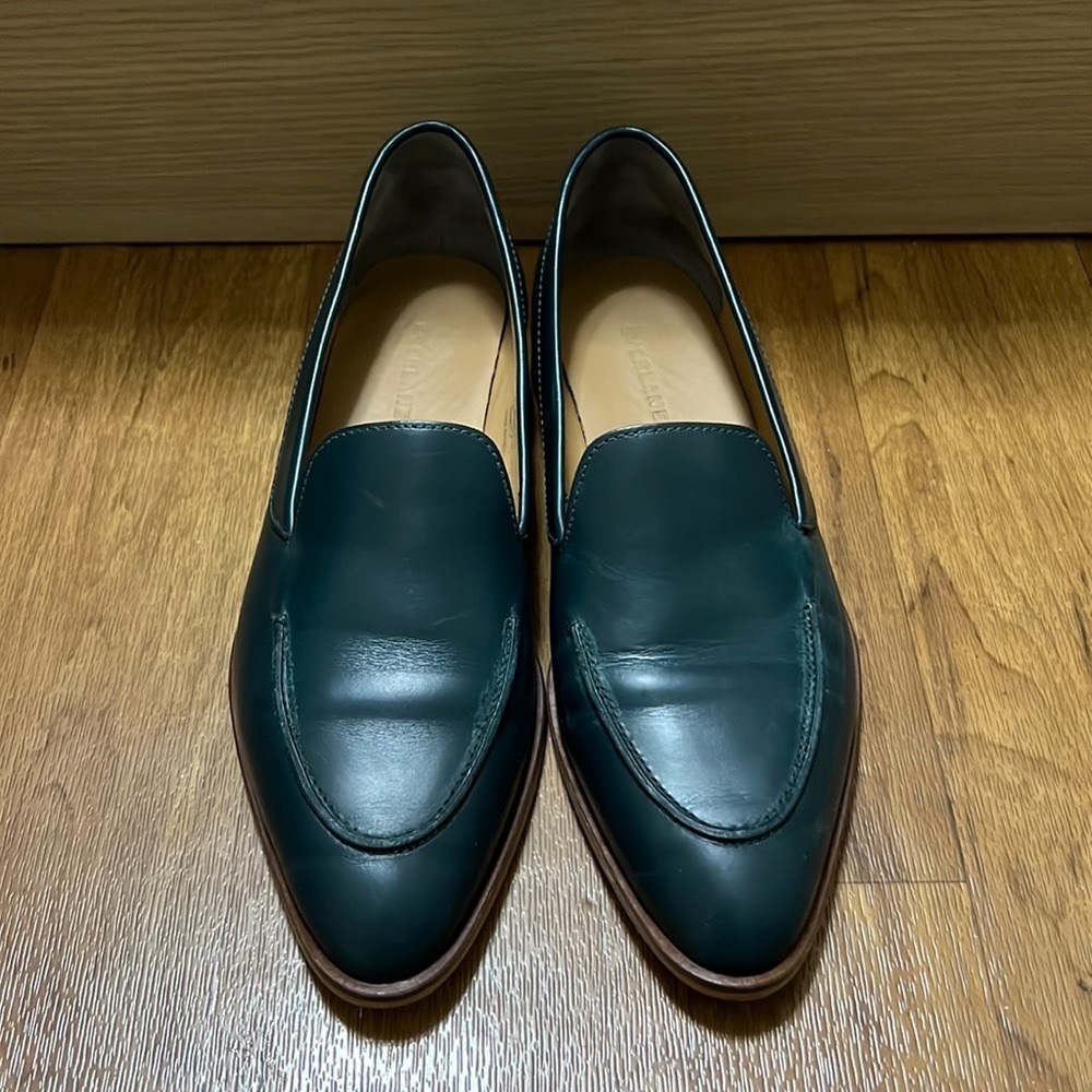 Everlane Moss Green The Modern Loafer Leather Flats, Size US W8 1/2